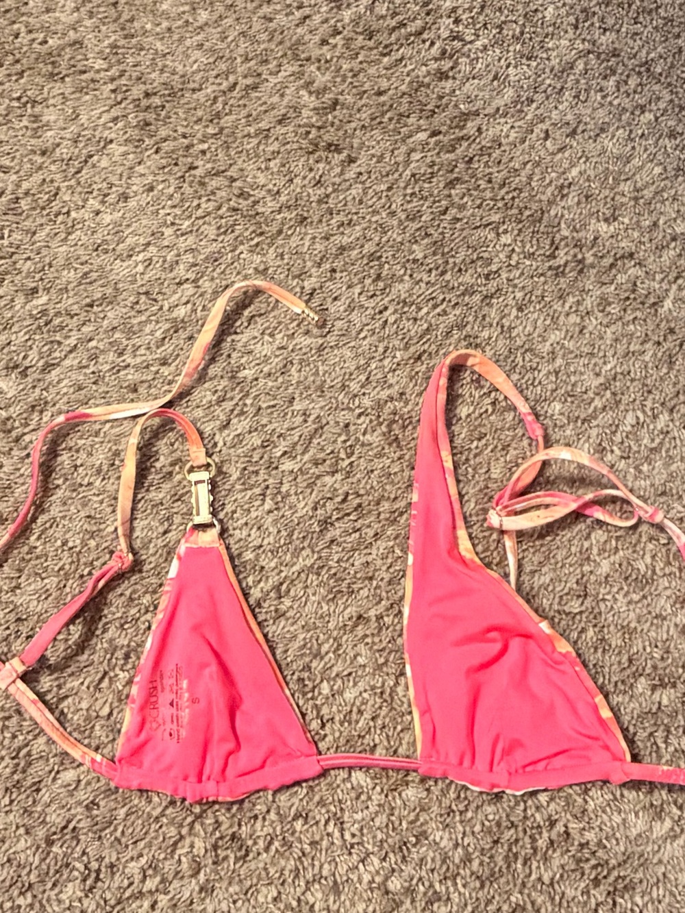 Marbled Pink Orange Triangle Bikini Set - Picture 4 of 10